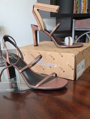 Mix No. 6 Metallic Bronze Strappy Block Heel Sandals